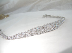 Vintage Sterling Silver 925 Cluster Gemstone Tennis Bracelet 7.5″