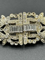 Pat Pend AT180112 Clear Rhinestones Duette Brooch Dress Clips (Missing Stones)