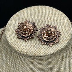 Vintage Copper Necklace and Clip-on Earring Chain Metal Clusters