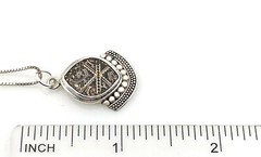 Vintage .925 Sterling Silver & Brass Ornate Antiqued Petite Pendant Necklace 18″