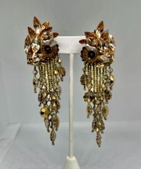 Vikki Carr Estate Red Bead Earrings Certificate Of Authenticity Dangle 2.75 Inch