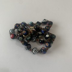 Vintage Venetian Millefiori Glass Beaded Necklace Hand Knotted. N79