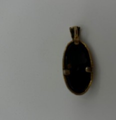 Vintage Made in Korea Black Glass Rhinestone Floral Pendant Necklace No Chain