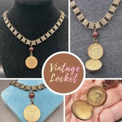Vintage Rose Gold Locket, New Adjustable Book Chain Necklace of Antiqued Finish