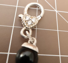 Judith Ripka necklace black onyx sterling silver 925 clasp DMQ signed 18 in