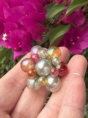 Vintage 1920’s Multicolored Glass Bubble Cluster Brooch Pin With Trombone Clasp