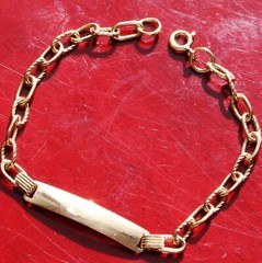 18k 750 yellow gold bracelet Italian 6.25″ Id link chain handmade 4.88gr N2525F