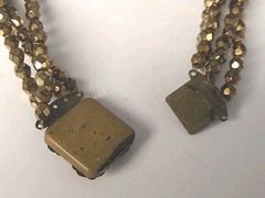 Antique Gold Glass Crystal Diamond Cut Bead Necklace 4 Strand 1910 -1920 Rare