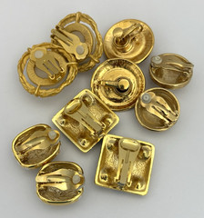 Vintage Jewelry Lot Gold Tone Clip On Earrings