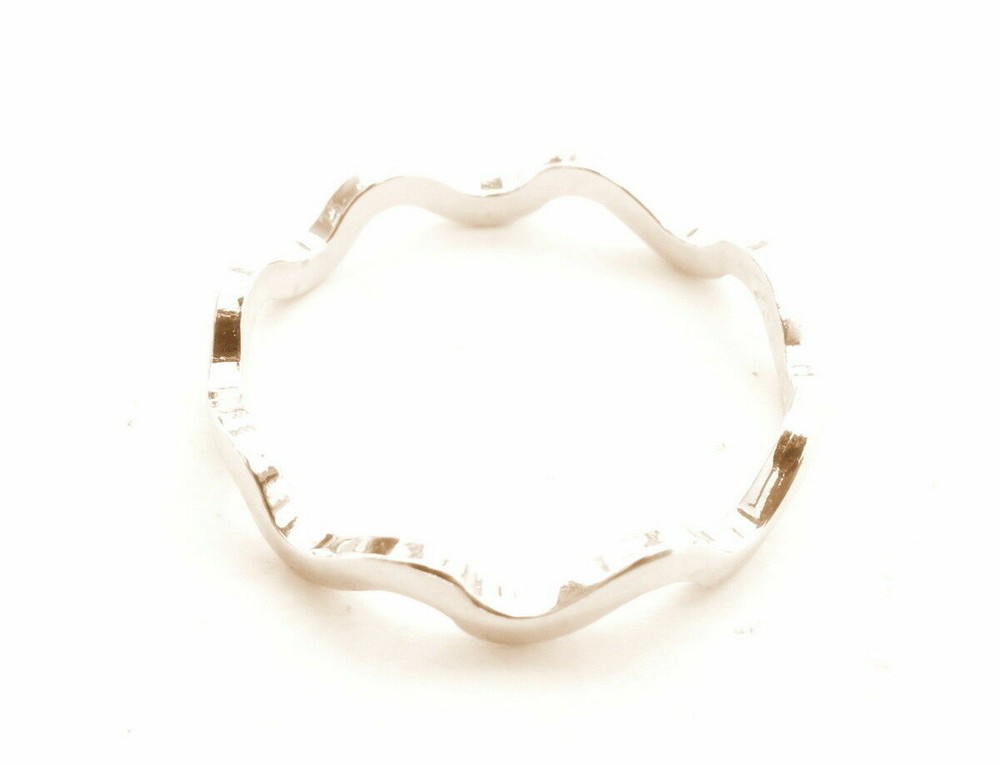 Vintage Esposito 14K GE ESPO White Gold Plated Thin Stackable Wavy Band Ring NOS