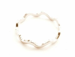 Vintage Esposito 14K GE ESPO White Gold Plated Thin Stackable Wavy Band Ring NOS