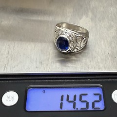 REED & CO Sterling 2008 Lab-Created Sapphire School Ring Size 6