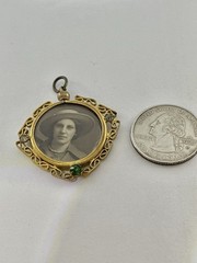 Edwardian Sweetheart Double Sided Soldier & Lady Momento Mori Photo Locket