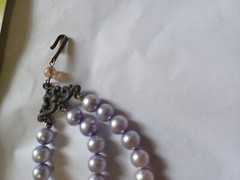 GORGEOUS 3 Strand Vintage Lavender Faux Pearl Necklace With AB crystals