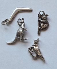 Lot of 4 925 Sterling Australia Travel Charms ~ Boomerang & Animals