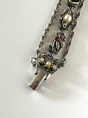 Judy Lee 3 Strand Goldette Slide Bracelet Victorian Revival Silver Tone 7″ Vtg