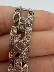 Vintage Bracelet Trifari Rhinestone Chain Pot Metal Silvertone DAMAGED PJ