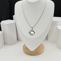 Vintage 925 Italy Sterling Silver Abalone Shell Pendant Necklace 24″ Snake Chain