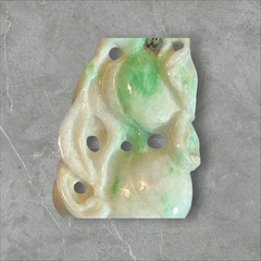 Chinese Vintage Hand Carved Jadeite Fruit Pendant Gold Bezel