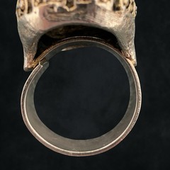 Vintage 🖤 DOME BALL Moonstone AB Rhinestone COCKTAIL STATEMENT Ring Adjustable
