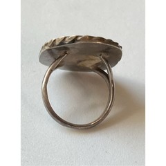 Vintage Sterling Native American Coin Gemstone Mosaic Inlay Ring Size 5.25