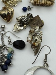 Mixed Craft Lot Of Vintage Jewelry – Brooches, Earrings, Ring, Pin – Repurpose