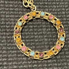 Vintage Sarah Coventry Piccadilly Circle Necklace Multi Color Rhinestone 26 in