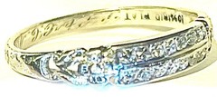 Platinum art deco ring 1933 diamonds .14ct tw single cut type in 2 rows.