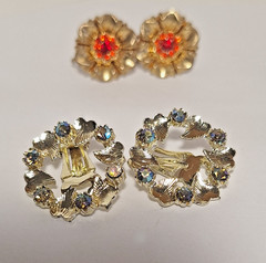 Lot of 5 Vintage Unbranded Rhinestone & 1 Gemstone Fashion Earrings