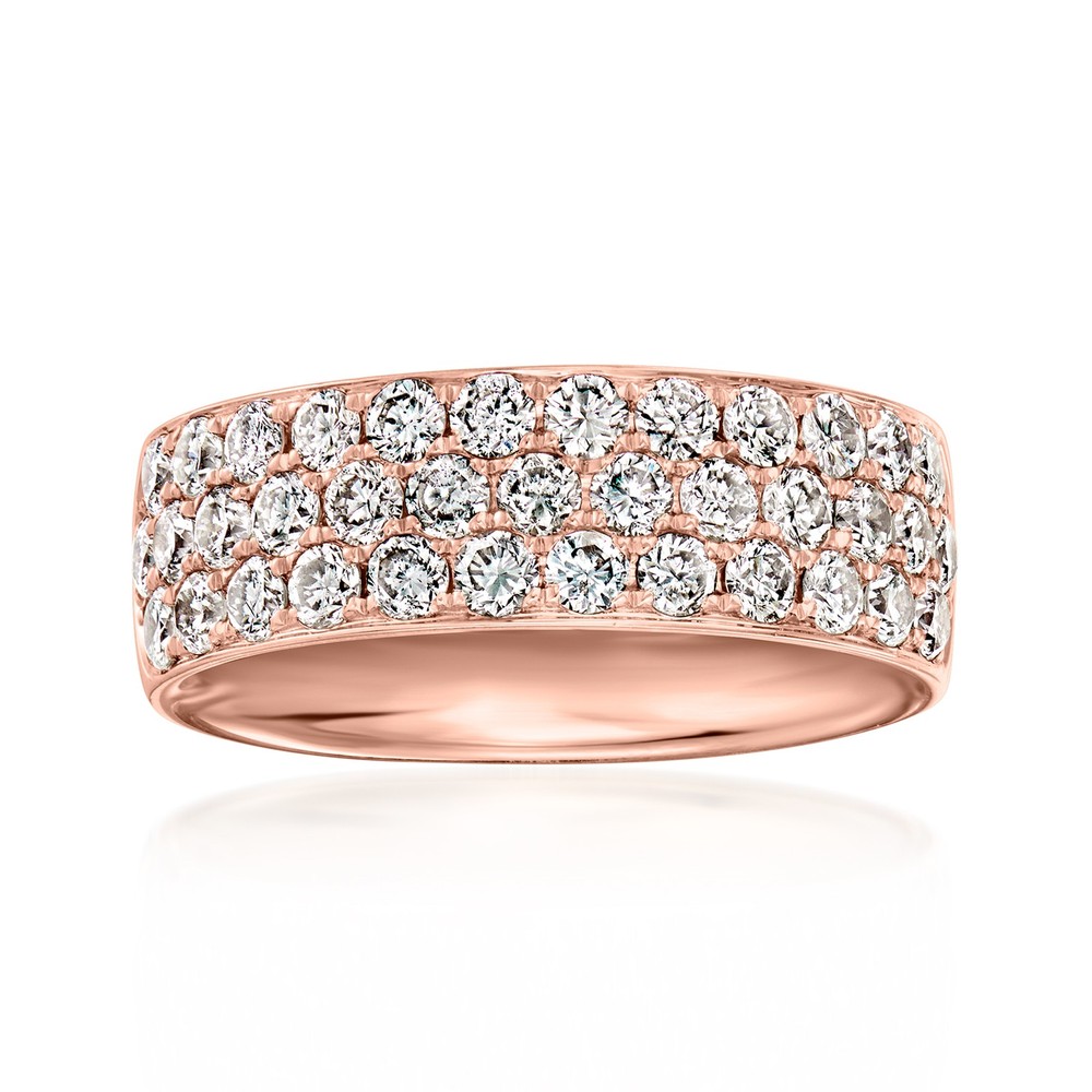 Vintage 1.52 ct. t.w. Diamond 3-Row Ring in 14kt Rose Gold. Size 6.75