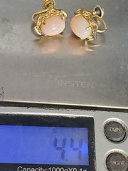 Vintage Sorrento 12K Gold Filled Cabochon Angel Skin Coral Screw Back Earrings