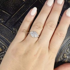 1920s Art Nouveau Style LabCreated Diamond Edwardian Engagement 14K Gold FN Ring