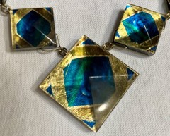 Vintage Signed 1992 Museum Modern Art Lucite Necklace Tiffany Mosaic Collection