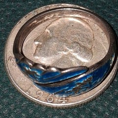 Vintage Siam Sterling Silver Blue Enamel Niello Bypass Ring Size 7 Thailand