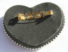 Silver Tone Puffy Hearts Pierced Earrings Studded Heart Brooch Vtg