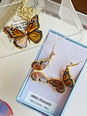 14K Gold Filled Butterfly Genuine Baltic Amber Earrings Vintage Butterscotch 925