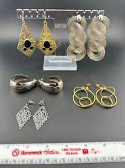 Large Vintage Earrings 1980’s/1990’s Five Pairs Dangly