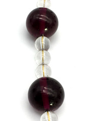 Vintage Art Deco Round Almandine Garnet Beads & Clear Glass Beads 17″ Necklace