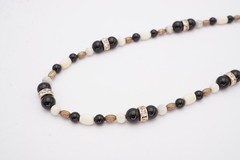 Vintage Sterling Silver 925 Black Onyx Cubic Zirconia White Stone Necklace 17″