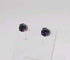 IBB Sterling Silver 1.00ct Mystic Topaz Post Back Earrings