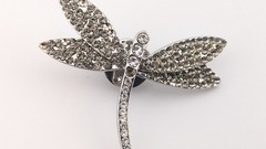Vintage Silver Tone Rhinestone Dragonfly Brooch Pin Costume Missing Stones
