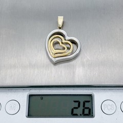 Vintage Sterling Silver 925 1/20 10K Gold-Fill Triple Heart Pendant
