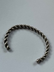Vintage Twist Nonmagnetic Silver Cuff Bangle Bracelet – 2.25 inches in diameter