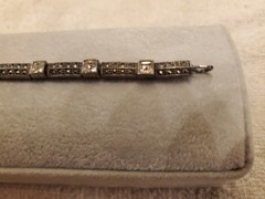 Vintage 925 sterling marcasite bracelet With Cz. Really Nice Piece. 7 1/4″ Long