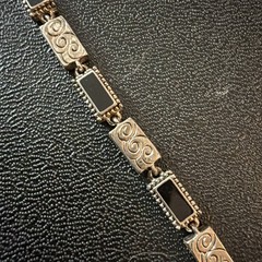 Silver Tone And Black Vintage Bracelet