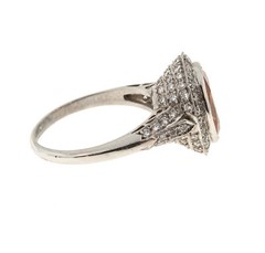 Estate Rare Orange 4.00ct Oval Orange Sapphire Diamond Filigree Platinum Ring