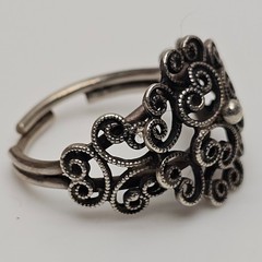 Vintage Beau Sterling .925 Silver Filigree Scrollwork Adjustable Ring