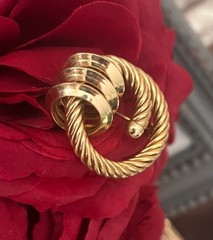 Vintage Stamped Germany Door Knocker Twist Rope Circle Brooch Gold Plated Brass