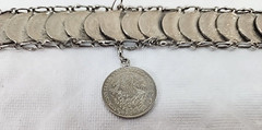 Vintage Mexican 1974 20 Centavos 1979 10 Centavos Coin Bracelet 7”