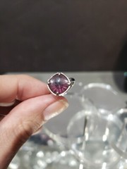 Adjustable size Ring vtg 1974 Sarah Coventry Amethyst rhinestone “deep purple”